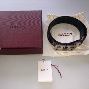Bally Men's Mirror B Buckle Belt Black/Red/White Synthetic Size 95 / 38